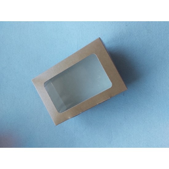 Коробка крафт с окном 16(14)х11(9)х5.5 см, цена за 1 шт